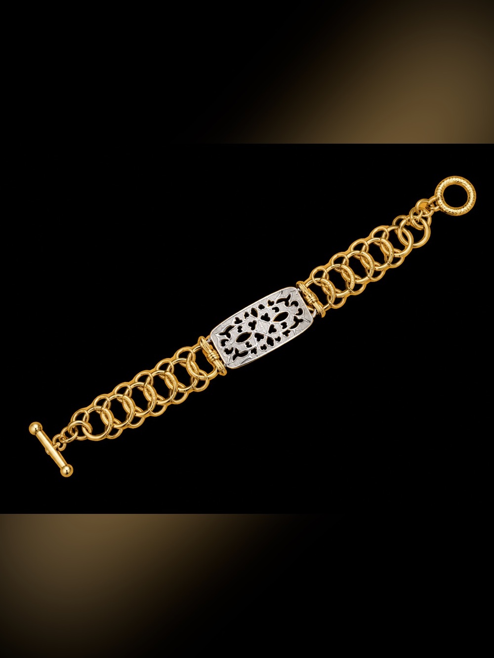 Premier Designs Gold and Silver Filigree Link Bracelet